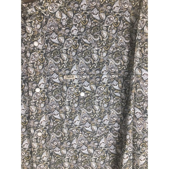 Rafter C Mens Long Sleeve Button Down Paisley Pattern Pearl Snap Shirt size 2XL - Picture 3 of 11